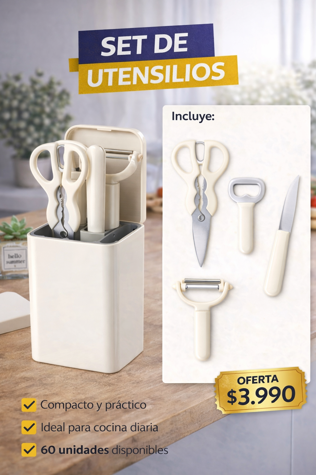 Set 4 utencilios utiles cocina!