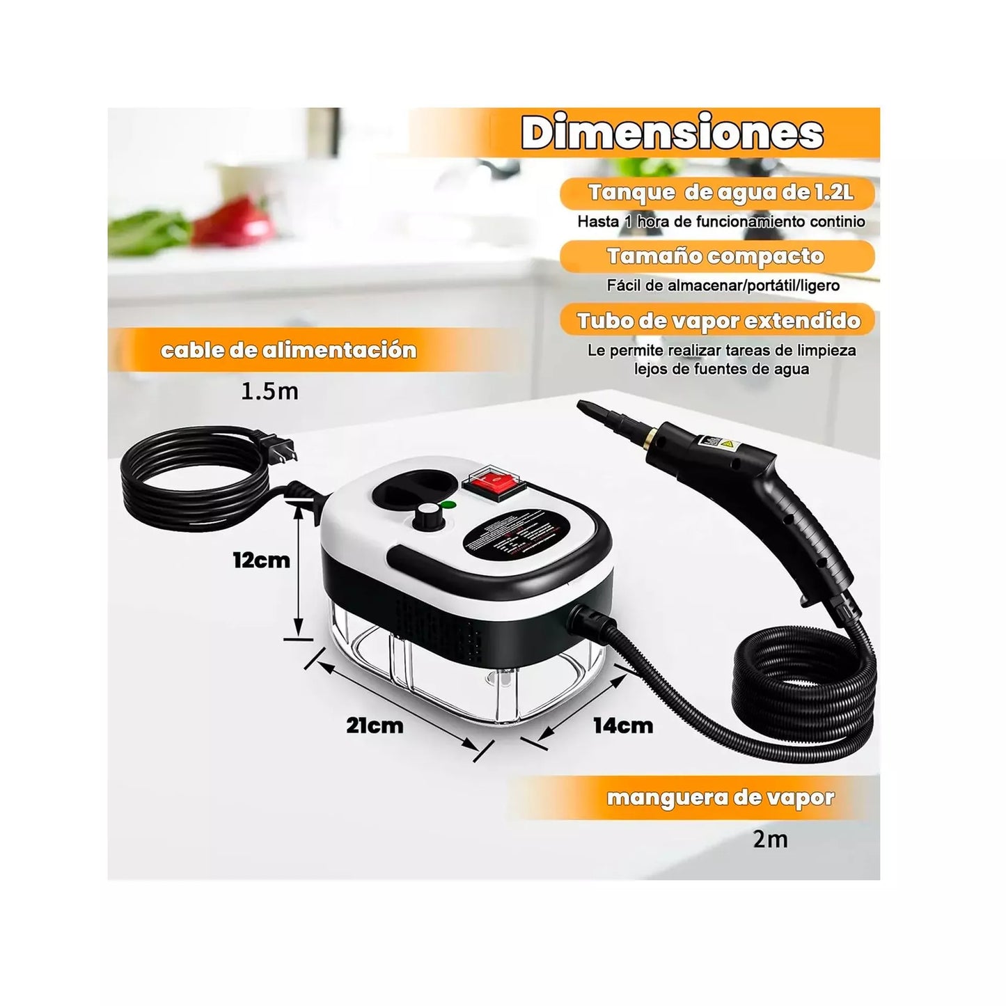 VAPOCLEAN™ remueve, bacterias, grasa, moho, alta potencia y temperatura