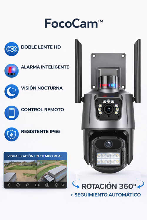Vigilancia 24hrs, conexion Wifi, resistente, vision noctura, intalacion fácil.