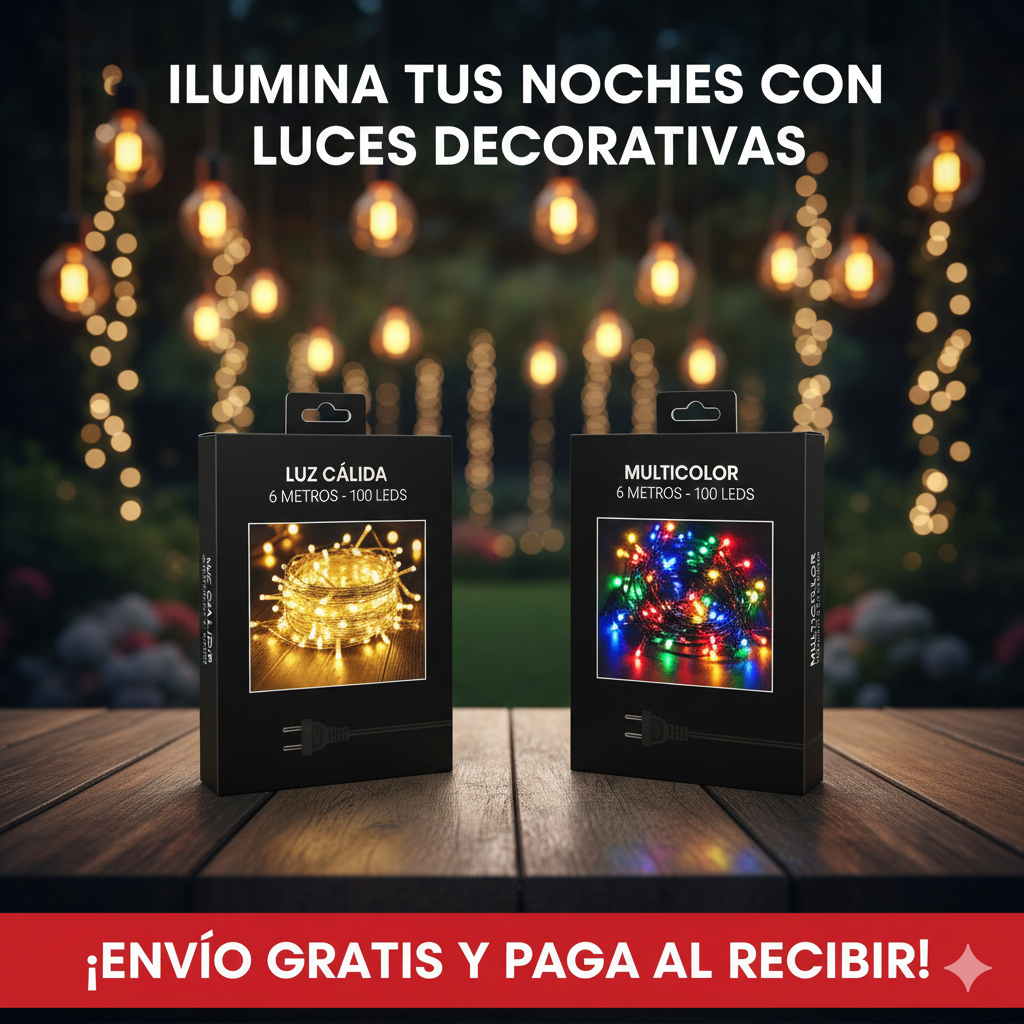 Luces a corriente 6 metros 100 led