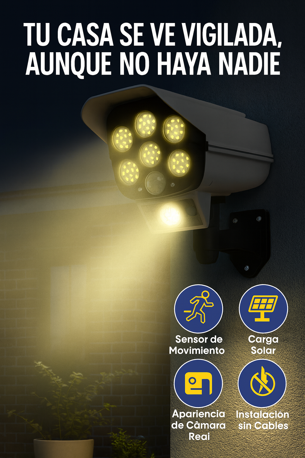 2 FOCOS CamSafe™ Foco simulador de cámara | Ilumina, disuade y protege sin cables“