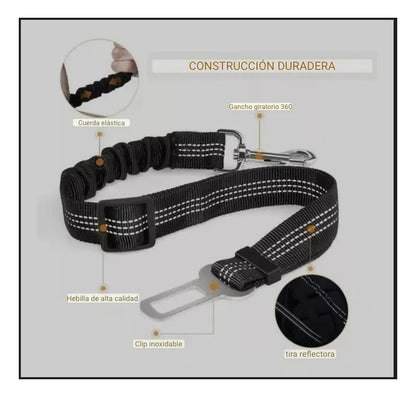 Cinturón De Seguridad Para Perro Gato Correa Elástica Auto